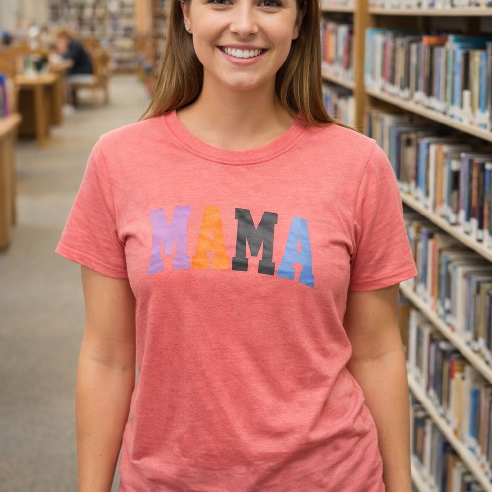 Women's Coral Pink 'MAMA' Short Sleeve Tee